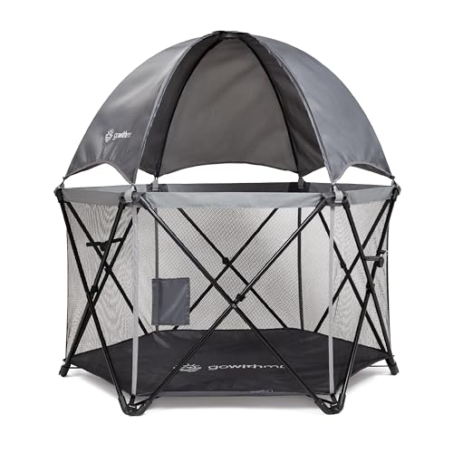 Image of Baby Delight Go with Me Eclipse Deluxe Portable Playard | Playpen | Sun Canopy | Indoor and Outdoor | Ultra Padded Nylon Floor | Grey