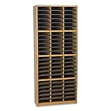Safco Products Value Sorter Literature Organizer, 72 Compartment 7131MO,Medium Oak, Commercial-Grade Steel Shell, Fiberboard Shelves, Value-Priced