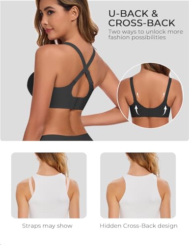 Image of Gailife Womens Jelly Comfortable Bras for Women No Underwire Supportive Bra | Wireless Bra Seamless Bralette Push Up,Soft Tshirt Bras,Mesh V /V Neck,U-back /X-back,Breathable Semi-fixed Pads,Bra Extender