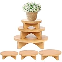 LWZko 3 Stück Pflanzenhocker, Blumenhocker Holz, Pflanzenhocker Holz Flach Rund, Blumen Hocker Rund, Abnehmbar Klein Holzschemel, Für Tischdekorationen, Topfpflanzen, Dekorative Pflanzentreppe