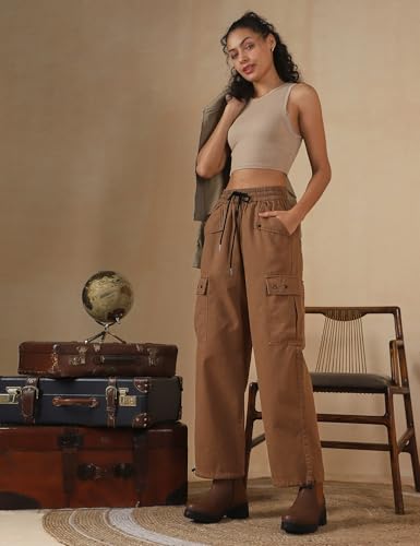 Image of FYLTR Women's Cargo Utility Trouser - 100% Cotton | Adjustable Hem | Drawstring Closure | Utility Pockets | Trousers for Women