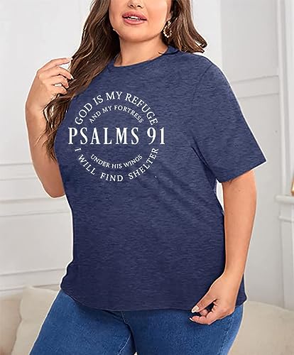 Plus Size Women Christian Shirts Waymaker Tshirt Vintage Faith Religious Gift Tee Psalm 91 Letter Print Blessed Tops(2-5X)2