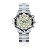 CHRIS BENZ Depthmeter Chronograph 200M Taucheruhr mit Metallband, Signalbojengelb
