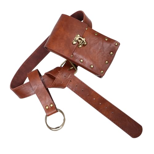 1set Medieval Belt Vintage Embossing for Cosplay and Stage Authentic Renaissance Costume Accessory Includes Waist Bag Holder