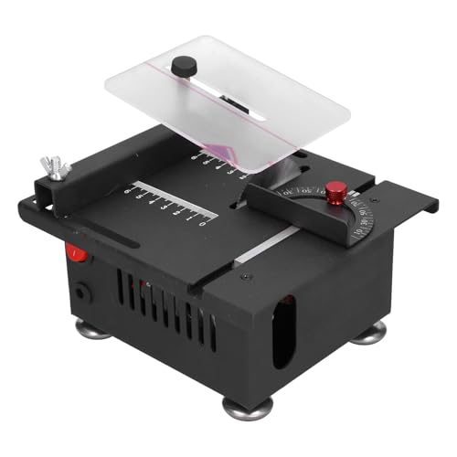 Akozon Adjustable Table Saw Mini 100W with Sliding Rail for Precision Woodworking - High Speed Cutting Machine (UK Plug)