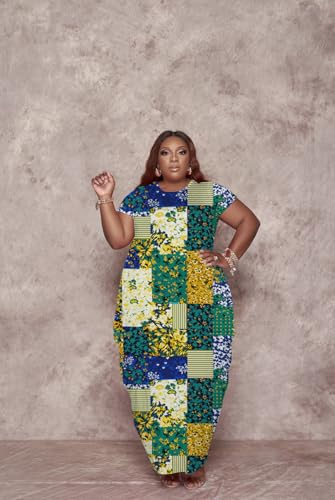 Image of YeGine Oversize Tshirt Dress Plus Size Short Sleeve Maxi Dress with Pockets