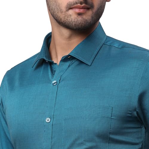 Image of Park Avenue Men's Slim Fit Structure Pattern Pure Cotton Semi Cutaway Collar Full Sleeve Formal Shirt
