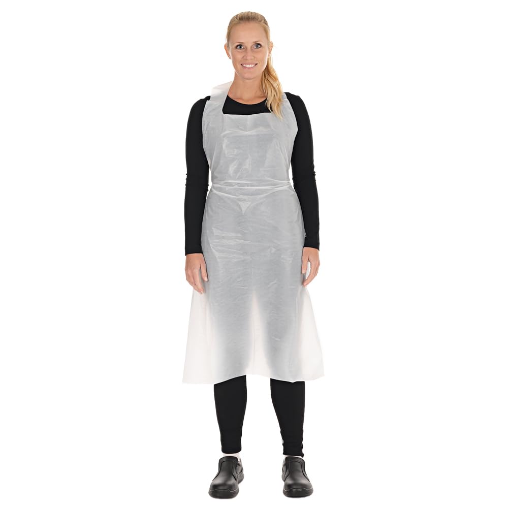 FRANZ MENSCH 500 Stück Hygonorm Einwegschürzen ca. 33 my | LDPE, weiß, 33my, L: 125cm, B: 75cm, Karton, Einwegschürzen, Plastikschürzen, Einmalschürzen
