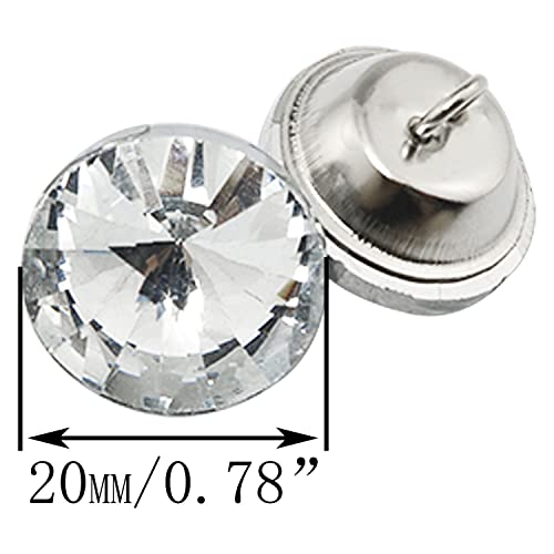 Sjzbin 30Pcs Silver Clear Crystal Buttons Imitate Diamond Buttons Clear Tufting Buttons Upholstery Buttons Rhinestone Crystal Buttons For Sewing Sofa Bed Headboard Diy Crafts Decoration #TOP1