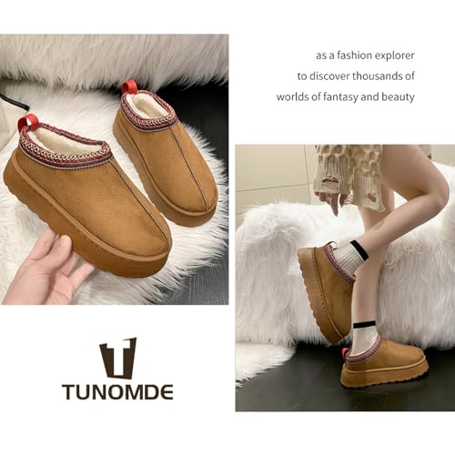 Women's Slippers Platform Mini Boots Ankle Short Boot Tunomde Slippers Slip on Fur Fleece Lined Tunomde Slipper For Indoor/Outdoor2