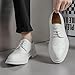Men's Classic Leather Wingtip Low Heel Oxford Shoes Fashion Pointed Toe Comfort Non Slip White Dress Shoes Business Office Wedding Shoes (White,11)