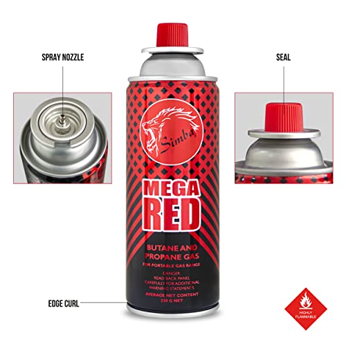 Set of 8 Simba Portable Stove Gas - Butane and Propane Gas for Camping Stoves & Light, HIGH Performance Gas Mix | Butane GAS for Stoves