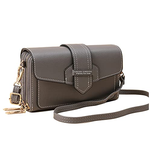 Petit sac à bandoulière pour femme - Sac à bandoulière en cuir synthétique - Pour femme - Avec bandoulière réglable et amovible, gris Cover