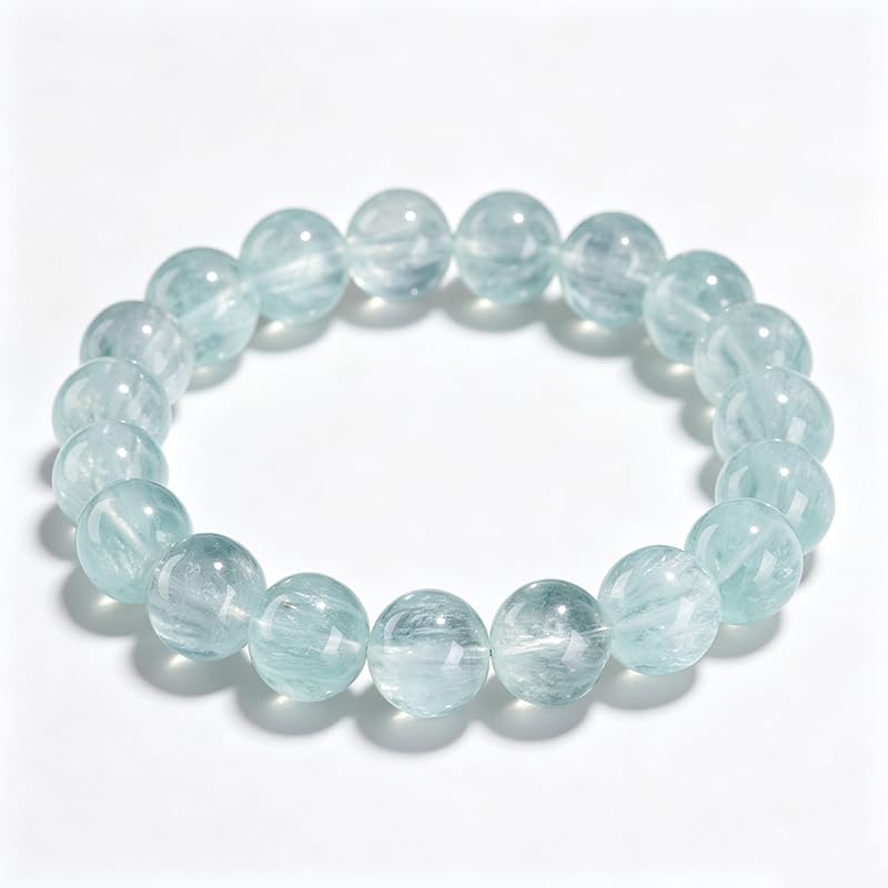NIBHZ Bracciale in Fluorite Verde Chiaro Naturale (Fluorite Piuma) | Bracciale in fluorite verde – Pietra preziosa naturale/Pietra del potere