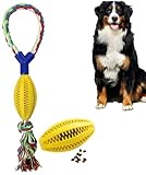 Dog Ball Rope Toy Interactive for Medium Dog for Treat Dispensing, Durable Dog Balls for Teeth Cleaning/IQ Training (Not for Aggressive chewers)