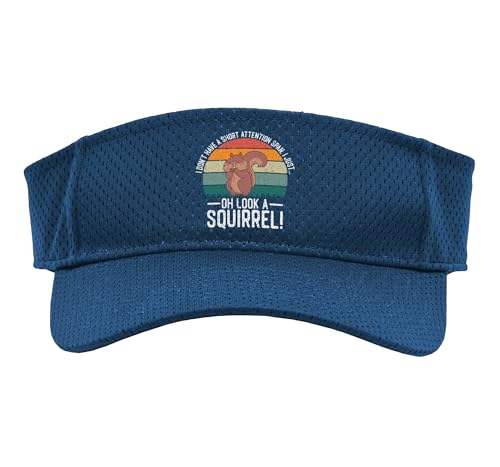 Funny ADHD Squirrel Design for Men Women Chipmunk Pet Lovers Sport Sun Visor, Adult, One Size, Navy