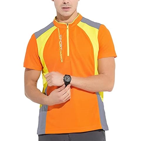 Nyeemya Men's Cycling MTB Bicycle Mountain Bike Jersey Shirt Athletic Gym Fitness T-Shirts Tops Orange L Cover
