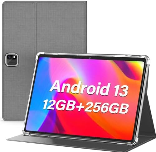 JJGJ Android Tablet, Android 13 Tablet 10 inch, 12(6+6) GB RAM+256GB ...