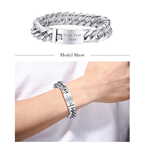 Image of PROSTEEL Stainless Steel Franco Chain Bracelet, Trendy Chunky Bracelets for Men Women, Black /18K Gold Plated, W: 8mm /12mm /17mm, L: 7.5 inch /8.3 inch /9 inch, Come Box