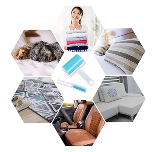 Voarge Fusselrolle Wiederverwendbarer, 6er Set Wiederverwendbare Fussel und Tierhaarrolle in 2 Größen, Abwaschbare Fusselrolle, Fussel entfernen Rollen Zubehör, Blau