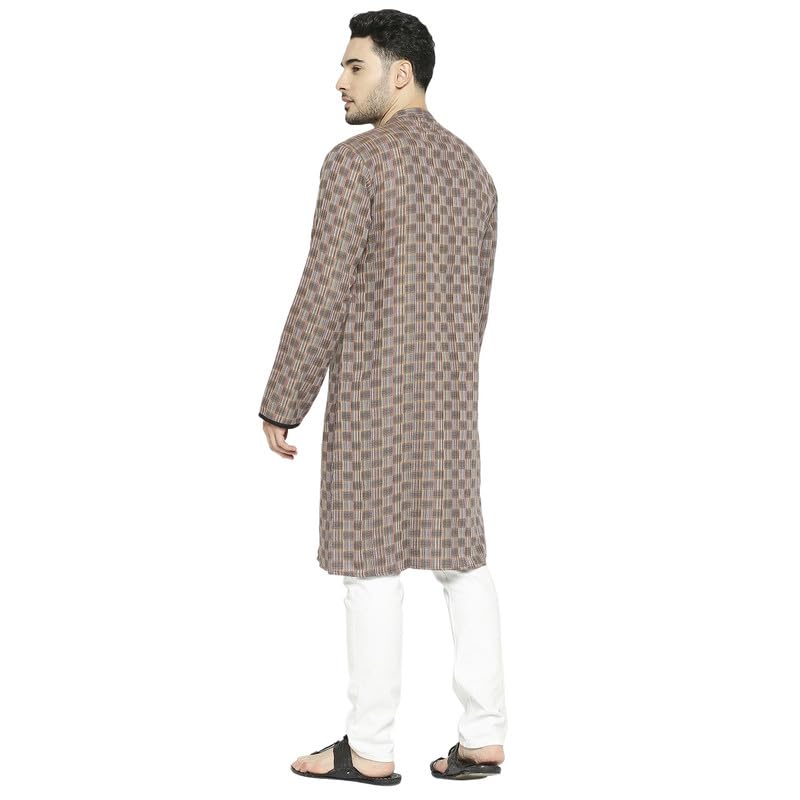 Image of Arch Attire Men's Kurta | Cotton Long Kurta | Full-Sleeve with Mandarin Collared Neck | Stylish and Traditional | Ethnic Wear | Ideal for Every Occasion | Pack of 1 (Brown)