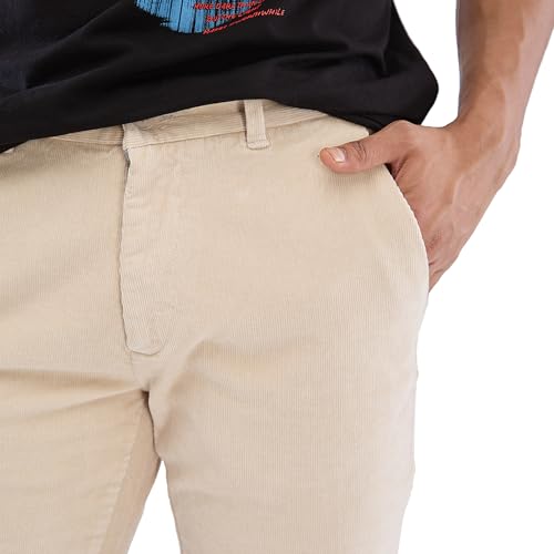 Image of Spykar Men's Mid Rise Regular Fit Cotton Trousers