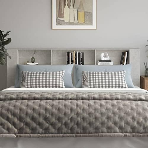 Susany Headboard With Built in Cabinets Bedroom Display Shelf Bookcase Bedroom Storage Cabinet Wooden Storage Backboard Bed Accessory High Gloss White 120x18.5x104.5 cm