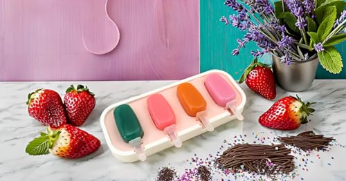 Image of Stackable Mini Silicone Ice Cream Maker, Ice Cream Mould Set Kulfi Moulds Set Popsicle Mould Silicone, Kulfi Maker for Freezer (Pink)