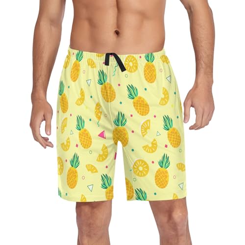 Men's Pajama Shorts Pineapple Yellow Athletic Pajama Sleep Bottoms with Pockets 2301958 5