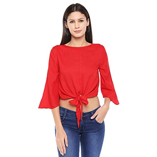 Image of OOMPH! Women's Crepe Ruffeld Top - Forest Green