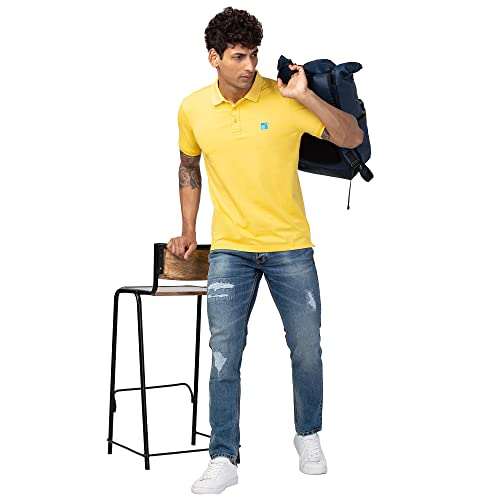 Image of Spykar Men's Slim Fit Polo Neck Half Sleeve Solid Casual T-Shirt