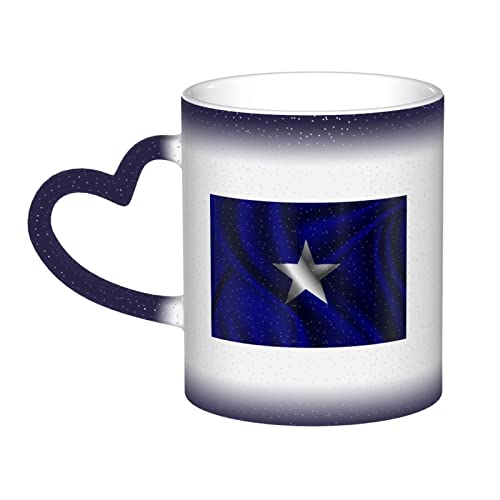 Silk Style Bonnie Blue Flag Mug Ceramic Heat Sensitive Color Changing Mug Insulated Mug Novelty Unique Travel Mugs Home Mugs 11 OZ