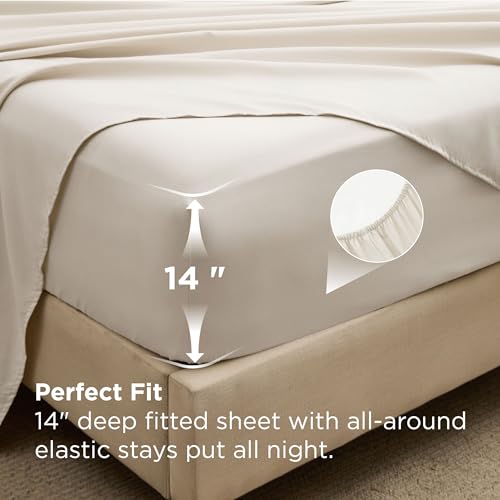 Image of Bedsure 5 Pieces Twin Comforter Set Premium Series, Hotel Luxury Soft Bed in a Bag, Goose Down Alternative, Safe for Sensitive Skin Bedding Comforter All Season Medium Warmth, Beige Twin Size
