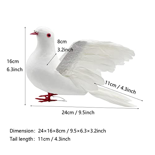 Lwingflyer Large Flying Doves Artificial Simulation Foam Bird White Feathered Dove For Craft Wedding Decoration Party Accessories Christmas Tree Ornaments (Big Fly Dove) #TOP1