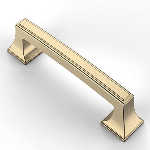 SUNCN 20個パック 3.75インチ (96mm) つや消し真鍮 キッチンキャビネットハンドル ゴールドキャビネットプル キッチン金具 食器棚ハンドル 引き出し ドレッサー取っ手