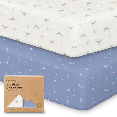 Image of KeaBabies 2-Pack Baby Crib Sheets for Boys, Girls - 52x28 Viscose Derived from Bamboo Toddler Bed Sheets Neutral, Fitted Crib Mattress Cover for Standard Baby Bedding, Soft & Cozy (Marine Muse)