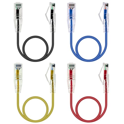 Image of GeeekPi 4-Pack Cat6A Ethernet Patch Cable 0.5m – RJ45 Snagless Short Shielded Network Cord, 10Gbps 500MHz 28AWG, White