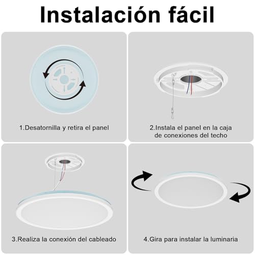 Rawhui Plafon Led Techo Regulable,24W RGB 3000K-6500K Lampara Techo con Mando,IP44 2400LM Plafones para Techo LED,Compatible Alexa/Google Assistant/Tuya,para Dormitorio Cocina Salon Ø29cm - imagen 8