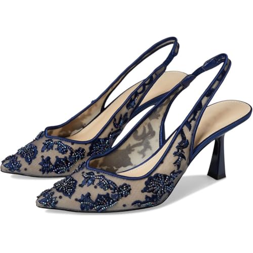 Black Heels for Women Closed Pointed Toe Slingback Lace Stiletto High Heel Pumps Slip on Sexy Office Dress Shoes3