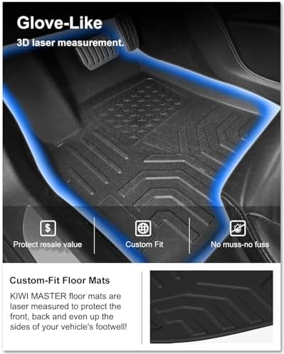 KIWI MASTER Floor Mats for 2012-2020 Tesla Model S, Custom Fit All Weather Car Mats, Heavy Duty TPE Floor Liners, Front & Rear 2 Row, Black