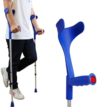 Pepe - Crutches for Adults Men (x2 Units, Open Cuff), Elbow Crutches for Women, Adjustable Crutches for Walking, Adult Crutches Pair, Walking Crutches for Men, Blue Crutches - Made in Europe
