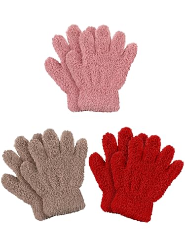 Geyoga 3 Paar Kinder Strickhandschuhe Winter Warme Vollfinger Handschuhe...