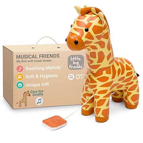 Little Big Friends Animales Musicales Caja de música para bebé | Peluche de Animal Musical | Fácil de Limpiar | Tejido Suave | La Jirafa Gina