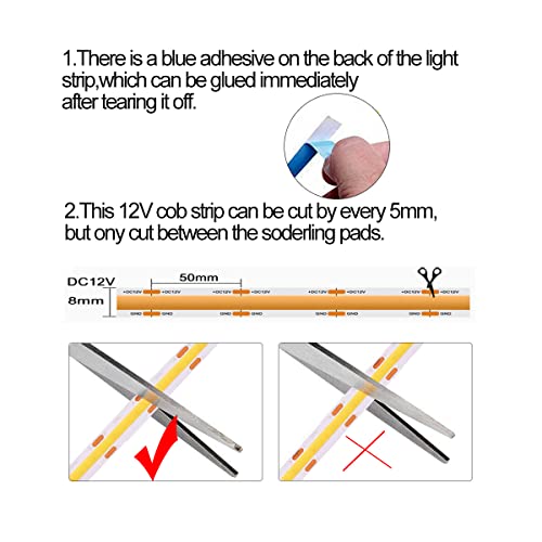 HAMRVL COB LED Strip Lights Pink,DC12V 16.4ft/5M 320leds/M CRI90 Bright Flexible LED Tape 8mm, for Indoor Home Cabinet，Bedroom,Kitchen,Stage,Backlight DIY Lighting(Without Power Supply) (Pink)