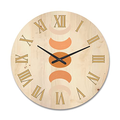 Designq 'Minimalist Different Moon Phases' Modern Wood Wall Clock Large Decorative Abstract & Fractals Wall Clock Oversized Wood Clocks For Living Room Décor #TOP10