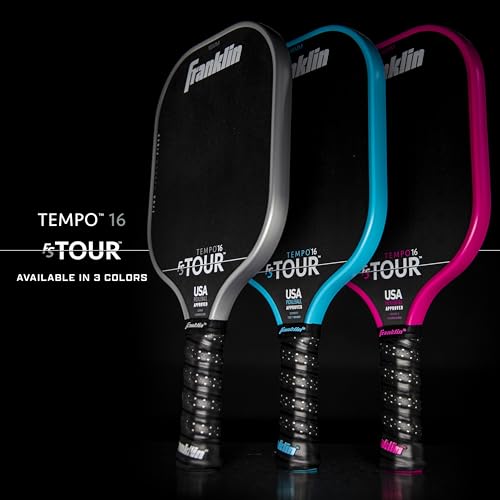Image of Franklin Sport Pro Pickleball Paddles - FS Tour Series Carbon Fiber Paddles - Official USA Pickleball (USAPA) Approved - Tempo Pro Player - 16mm Polymer Core - Blue