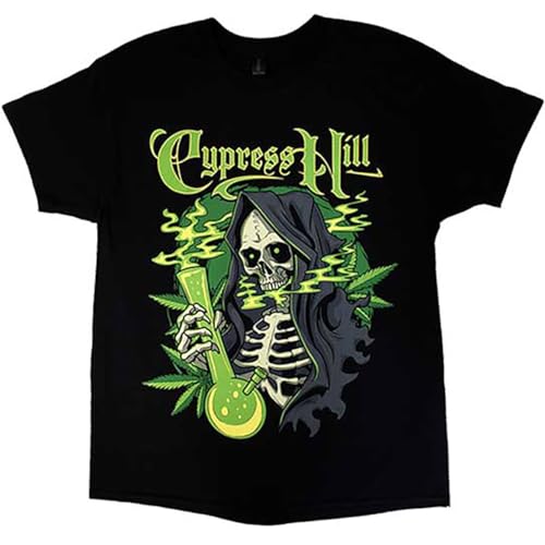 Cypress Hill Skull Bong Homme T-Shirt Manches Courtes Noir XXL 100% Coton Regular/Coupe Standard