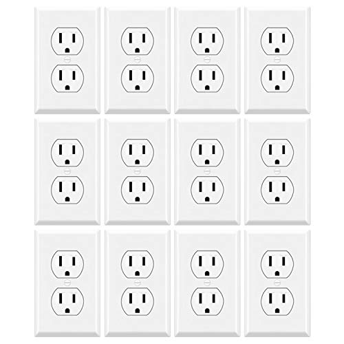 image for 12 Pack - ELECTECK 15A Duplex Receptacle Outlet with Wall Plate, Non-T