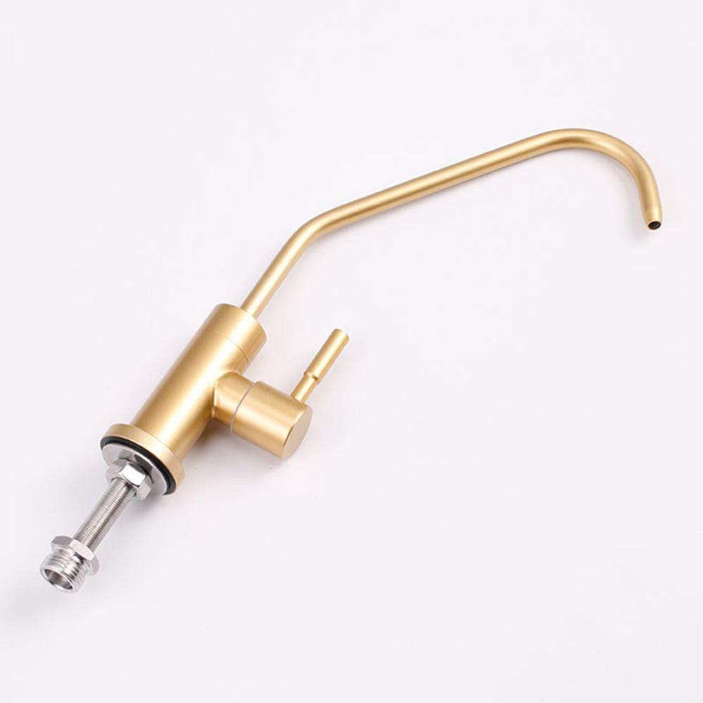Küchen-Wasserhahn Für Umkehrosmose – Schwanenhals-Design, Gebürstetes Gold, 360° Drehbar