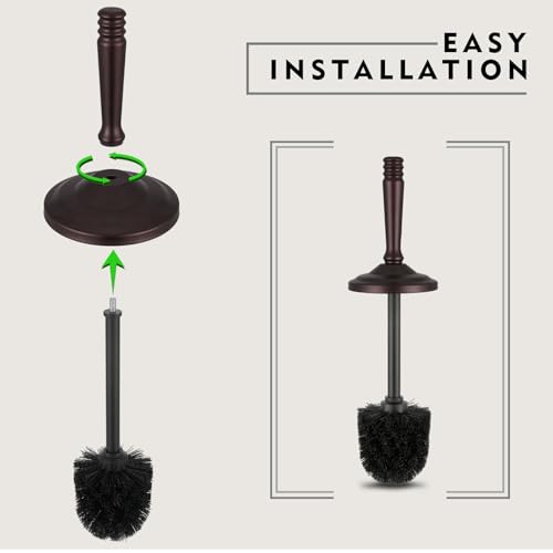 Image of Bronze Toilet Brush and Holder Set, Stainless Steel Toilet Brush for Bathroom,Heavy Duty Bronze Toilet Bowl Brush and Holder,Deep Cleaning Modern Toilet Cleaner Brush -Space Saving, Covered Brush